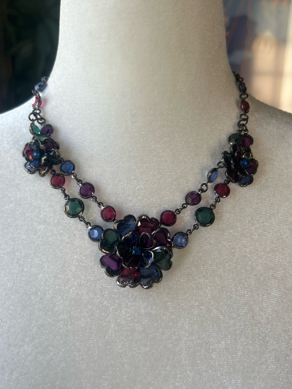 Vintage Multicolor Floral Statement Necklace - Women Jewelry